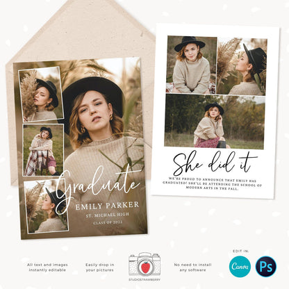 Graduation invitation template, Instantly editable, Editable Graduation Card, Senior Graduation Template, Senior Graduation Announcement