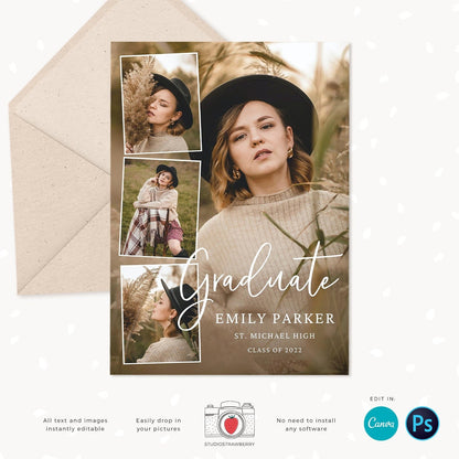 Graduation invitation template, Instantly editable, Editable Graduation Card, Senior Graduation Template, Senior Graduation Announcement