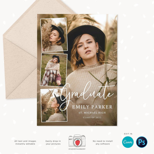 Graduation invitation template, Instantly editable, Editable Graduation Card, Senior Graduation Template, Senior Graduation Announcement