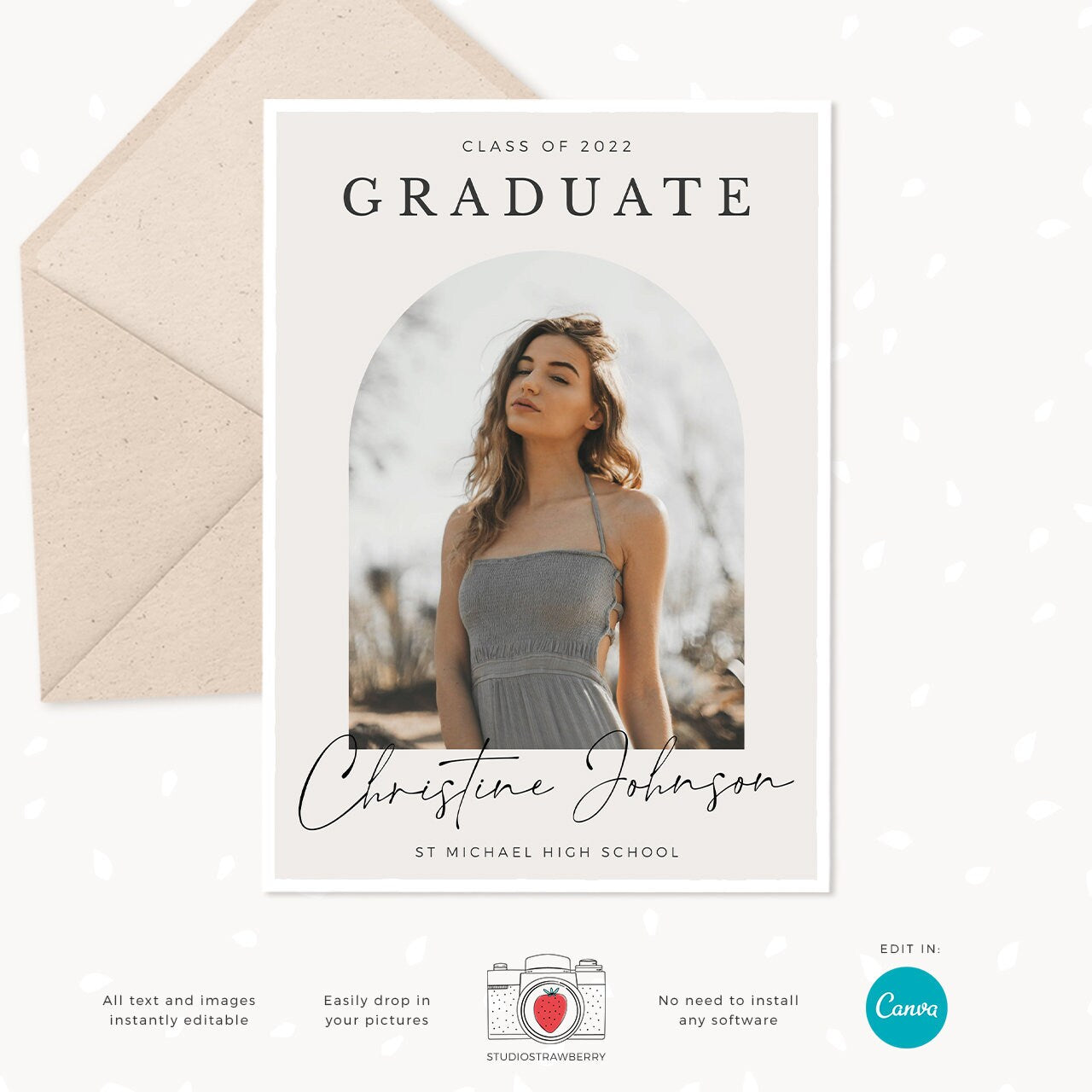 Graduation invitation template, Instantly editable, Editable Graduation Card, Senior Graduation Template, Senior Graduation Announcement