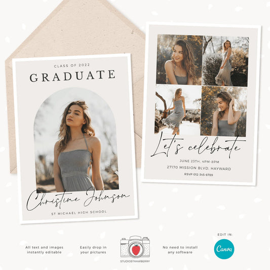 Graduation invitation template, Instantly editable, Editable Graduation Card, Senior Graduation Template, Senior Graduation Announcement
