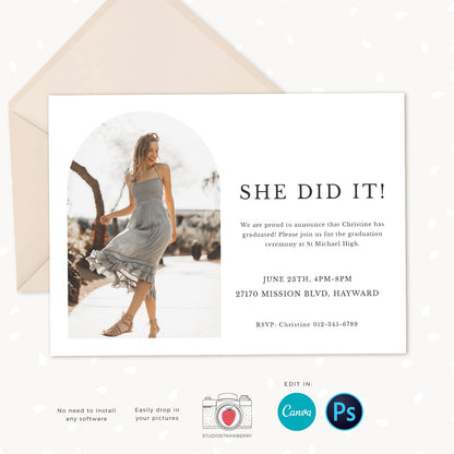 Graduation invitation template, Instantly editable, Editable Graduation Card, Senior Graduation Template, Senior Graduation Announcement