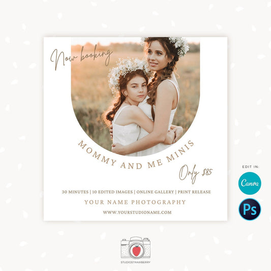 Mommy and Me Mini Session Template, Canva, Photoshop, Mothers day mini session template, Mothers Day Mini Sessions, Mummy and me, Mom and me
