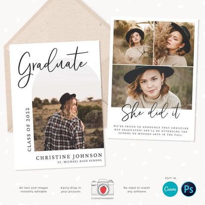 Graduation invitation template, Instantly editable, Editable Graduation Card, Senior Graduation Template, Senior Graduation Announcement