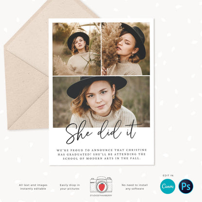 Graduation invitation template, Instantly editable, Editable Graduation Card, Senior Graduation Template, Senior Graduation Announcement