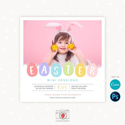 Easter Mini Session Template, Easter Mini Sessions Template, Easter minis marketing board, Easter Photo Sessions, Instantly editable