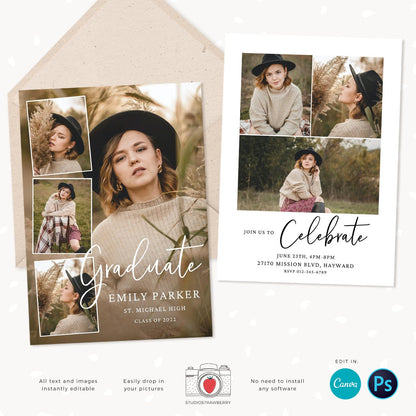 Graduation invitation template, Instantly editable, Editable Graduation Card, Senior Graduation Template, Senior Graduation Announcement