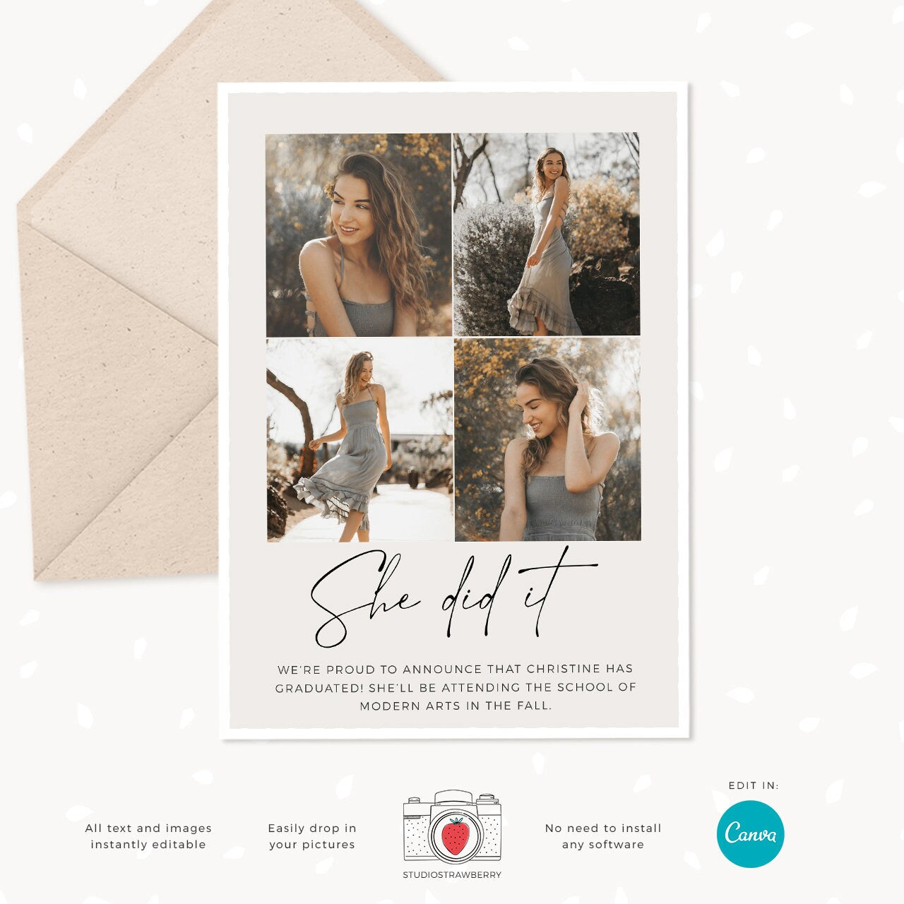 Graduation invitation template, Instantly editable, Editable Graduation Card, Senior Graduation Template, Senior Graduation Announcement