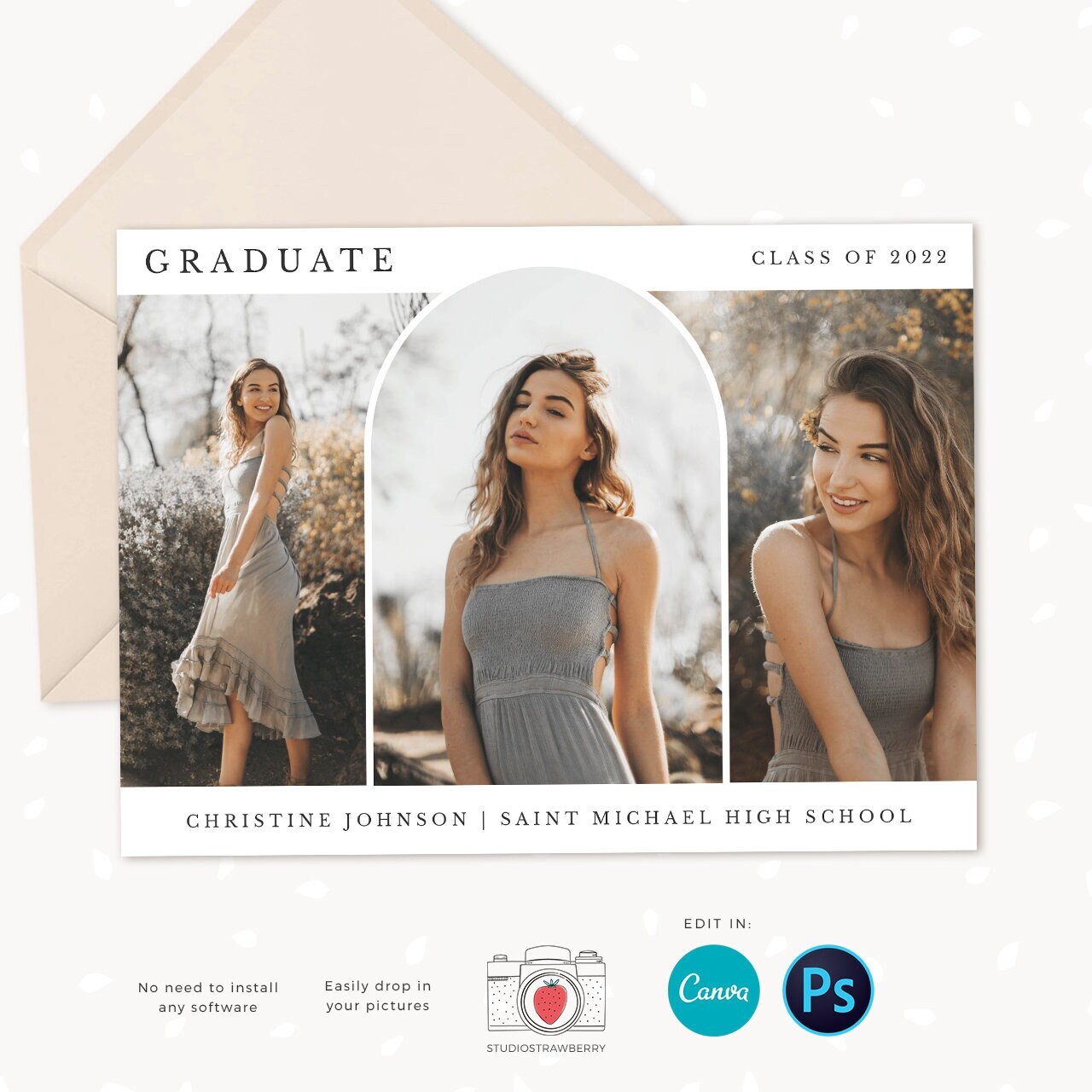 Graduation invitation template, Instantly editable, Editable Graduation Card, Senior Graduation Template, Senior Graduation Announcement