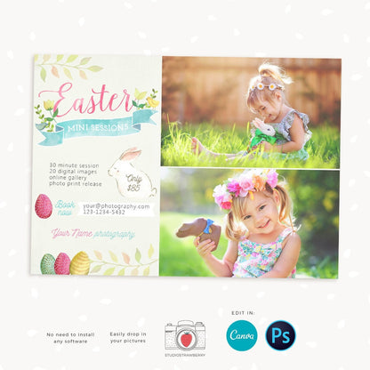 Easter Mini Session Template, Easter Mini Sessions, Marketing Board, Photoshop Template, Photography Marketing Set, Kit, Spring, Watercolor