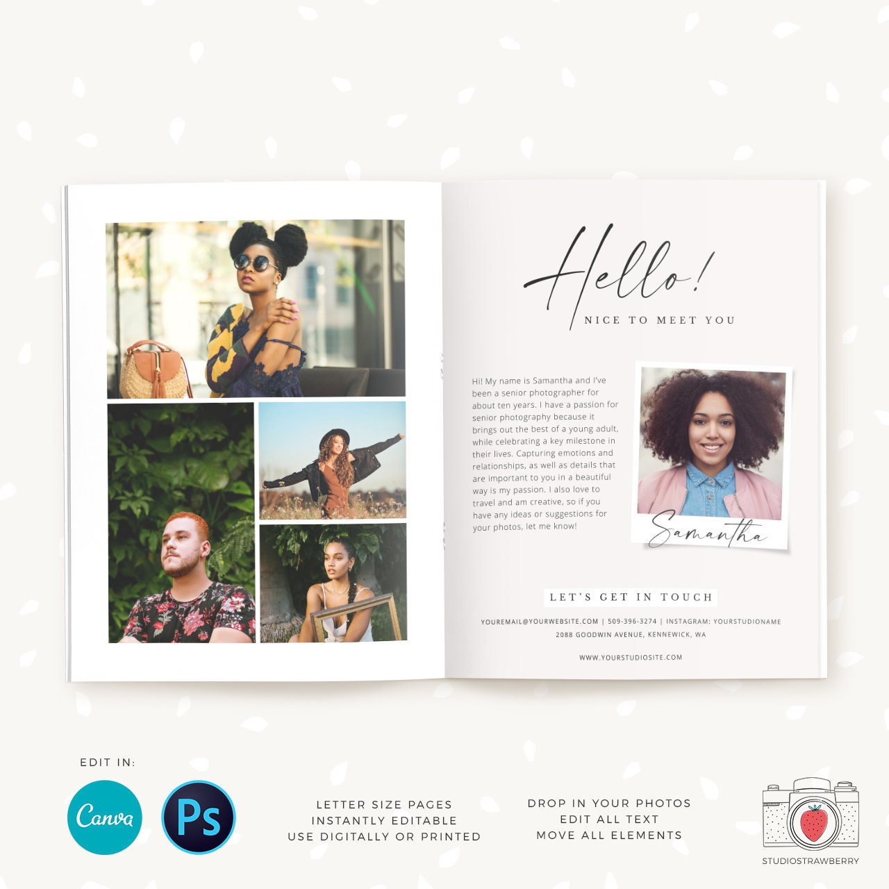 Senior Photography Magazine, Canva, Photoshop, 12 pages, Senior Marketing, Senior Magazine Template, Senior photographer, Senior graduations