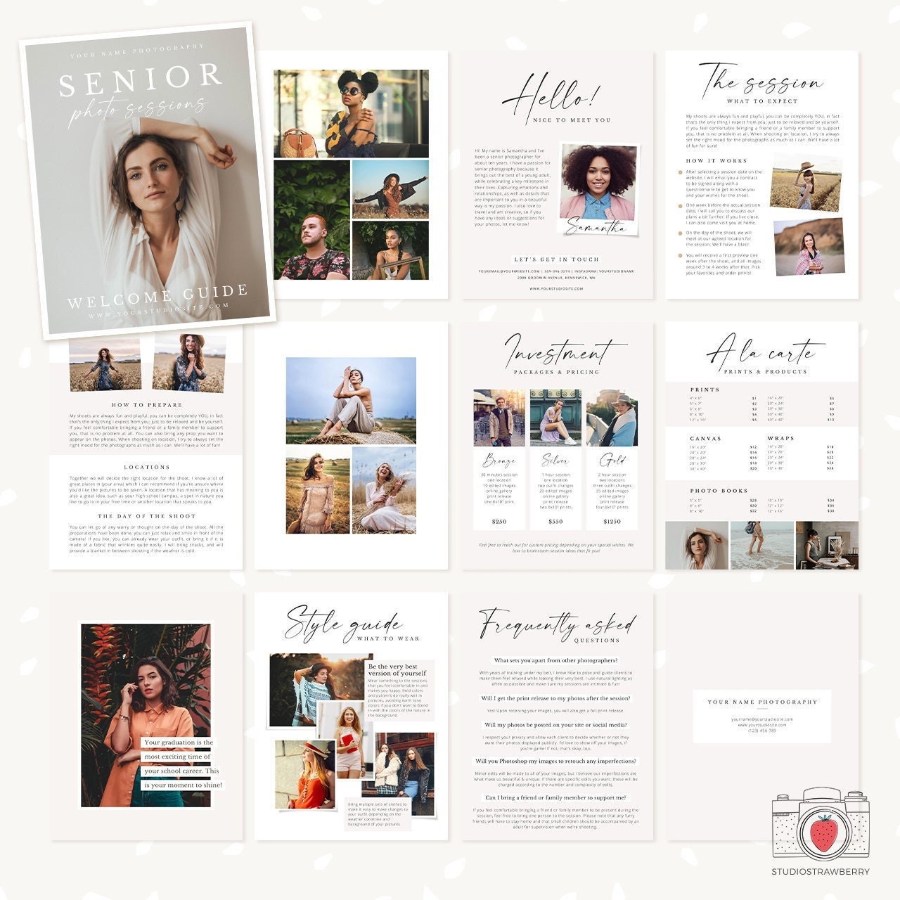 Senior Photography Magazine, Canva, Photoshop, 12 pages, Senior Marketing, Senior Magazine Template, Senior photographer, Senior graduations