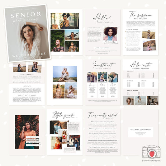 Senior Photography Magazine, Canva, Photoshop, 12 pages, Senior Marketing, Senior Magazine Template, Senior photographer, Senior graduations