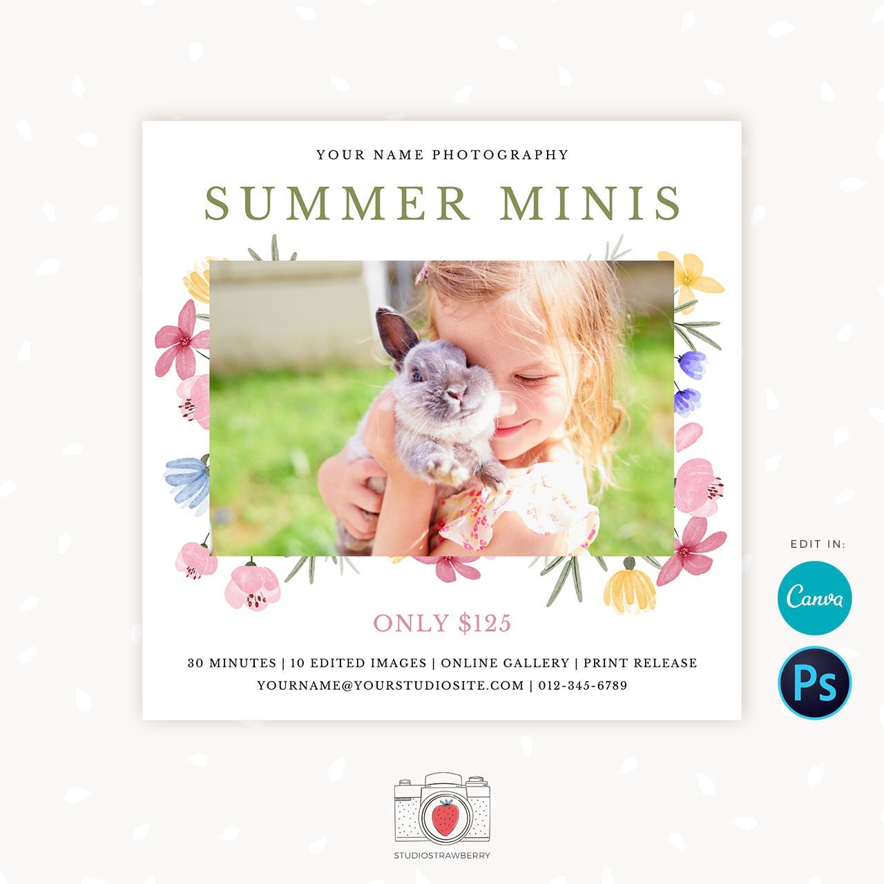 Summer Mini Session Template, Summer Mini Sessions, Summer minis, Marketing Board, Canva, Photoshop Template, Summer Photography Marketing