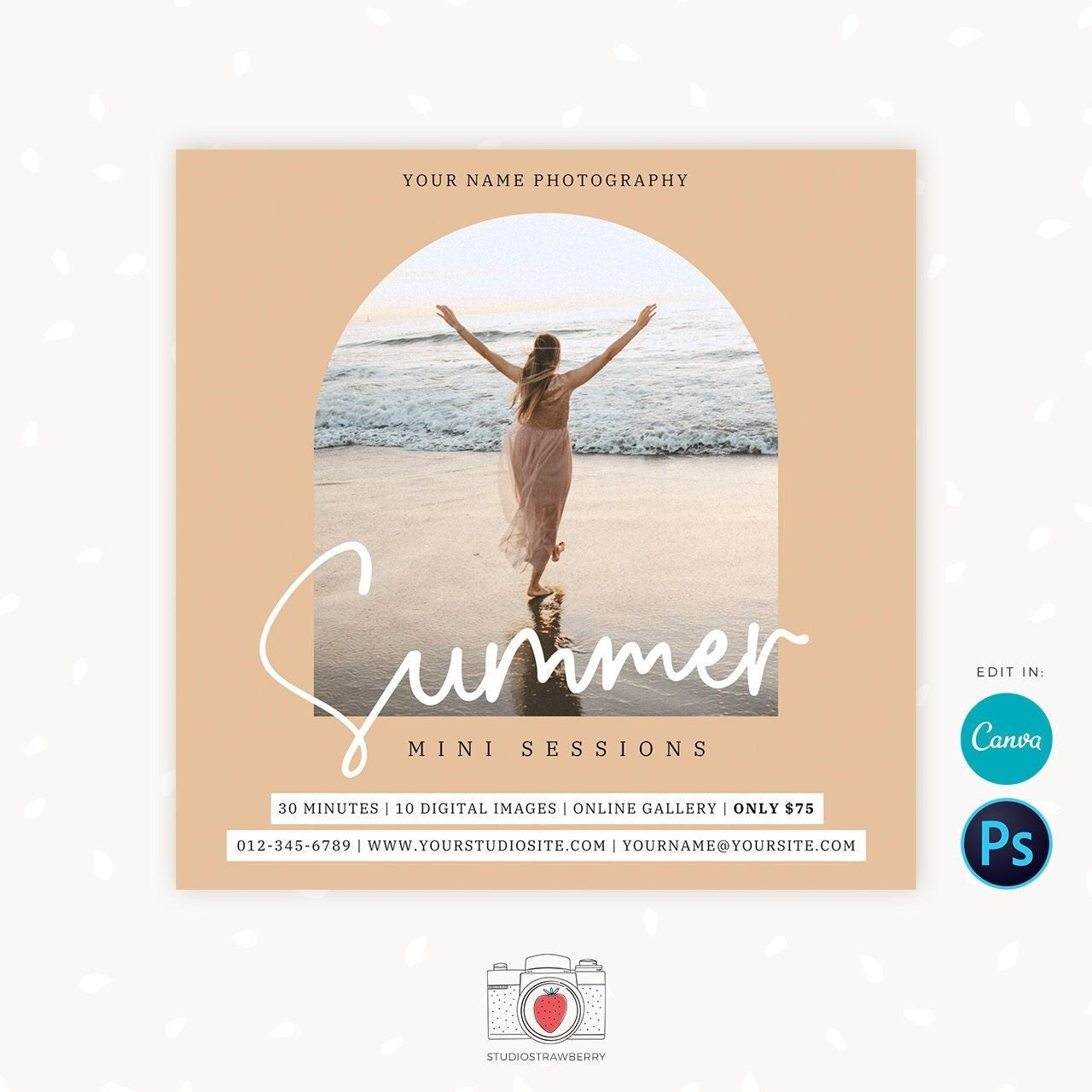 Summer Mini Session Template, Summer Mini Sessions, Summer minis, Marketing Board, Canva, Photoshop Template, Summer Photography Marketing