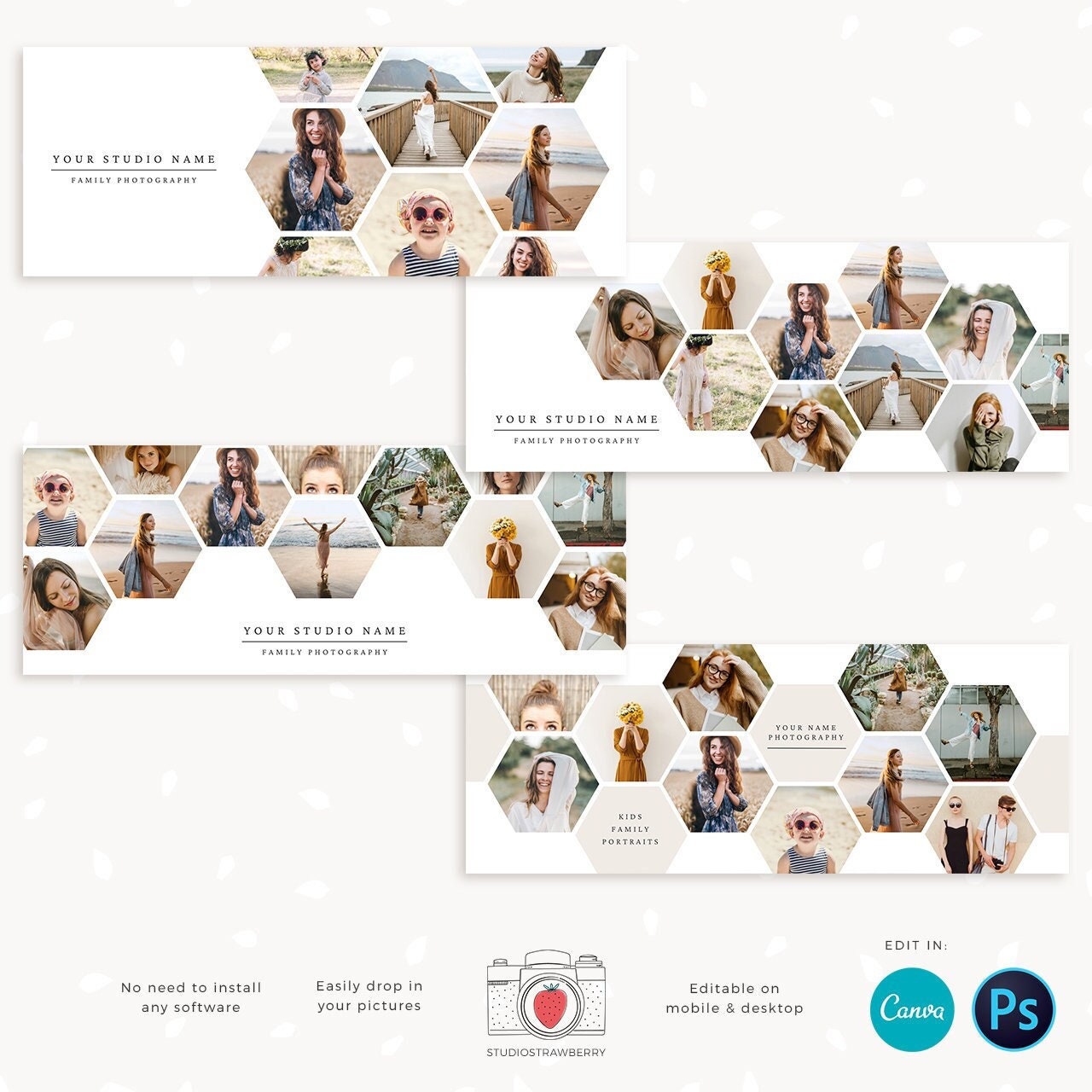 Facebook cover template, Canva, Photography Facebook Timeline Covers, Facebook Cover Template, Facebook Cover Photo, Honeycomb pics, Hexagon