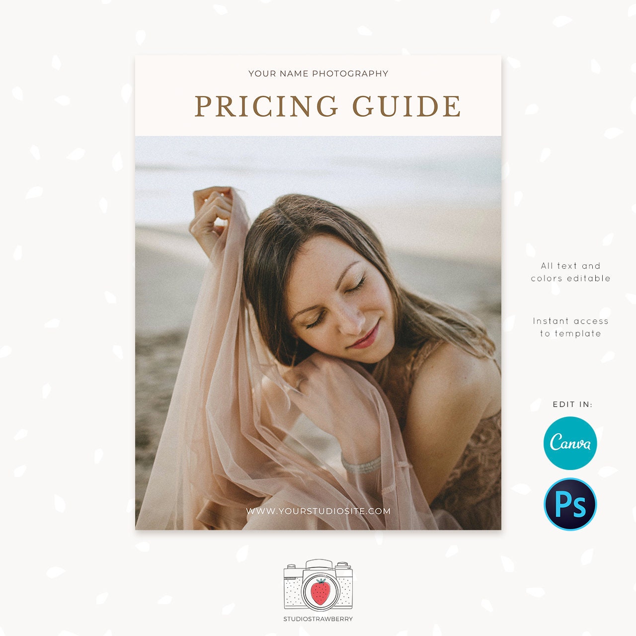 Pricing template for photographers, pricing guide photography template, price list template, photographer pricing package list, Canva, PS