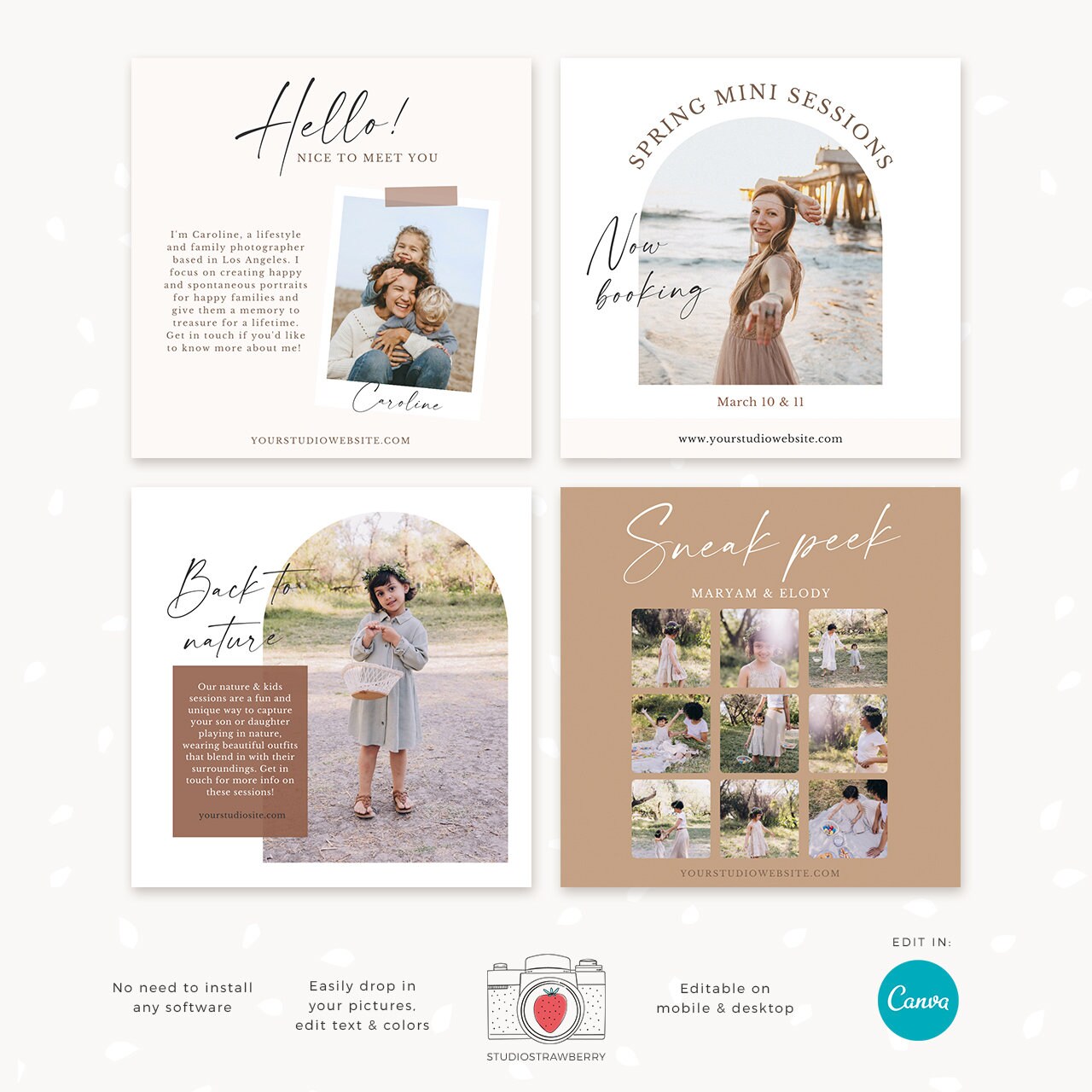 Photographer instagram template, Photographer instagram posts, Photography instagram template, Instagram feed posts photographers, Canva