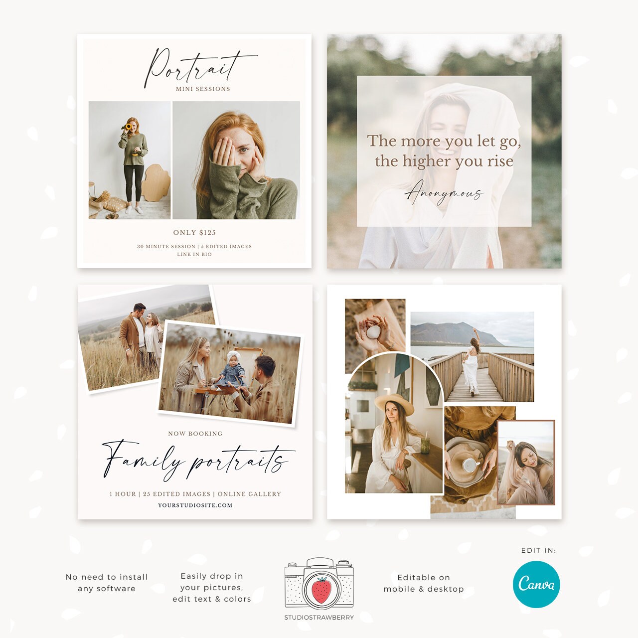 Photographer instagram template, Photographer instagram posts, Photography instagram template, Instagram feed posts photographers, Canva