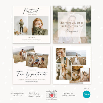 Photographer instagram template, Photographer instagram posts, Photography instagram template, Instagram feed posts photographers, Canva