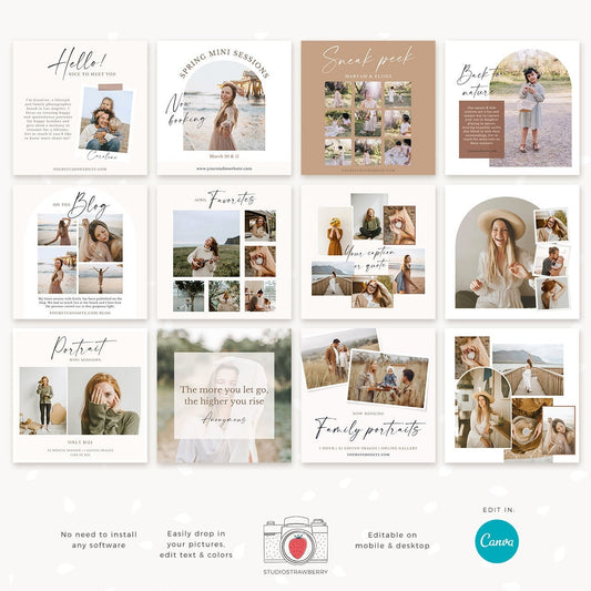 Photographer instagram template, Photographer instagram posts, Photography instagram template, Instagram feed posts photographers, Canva