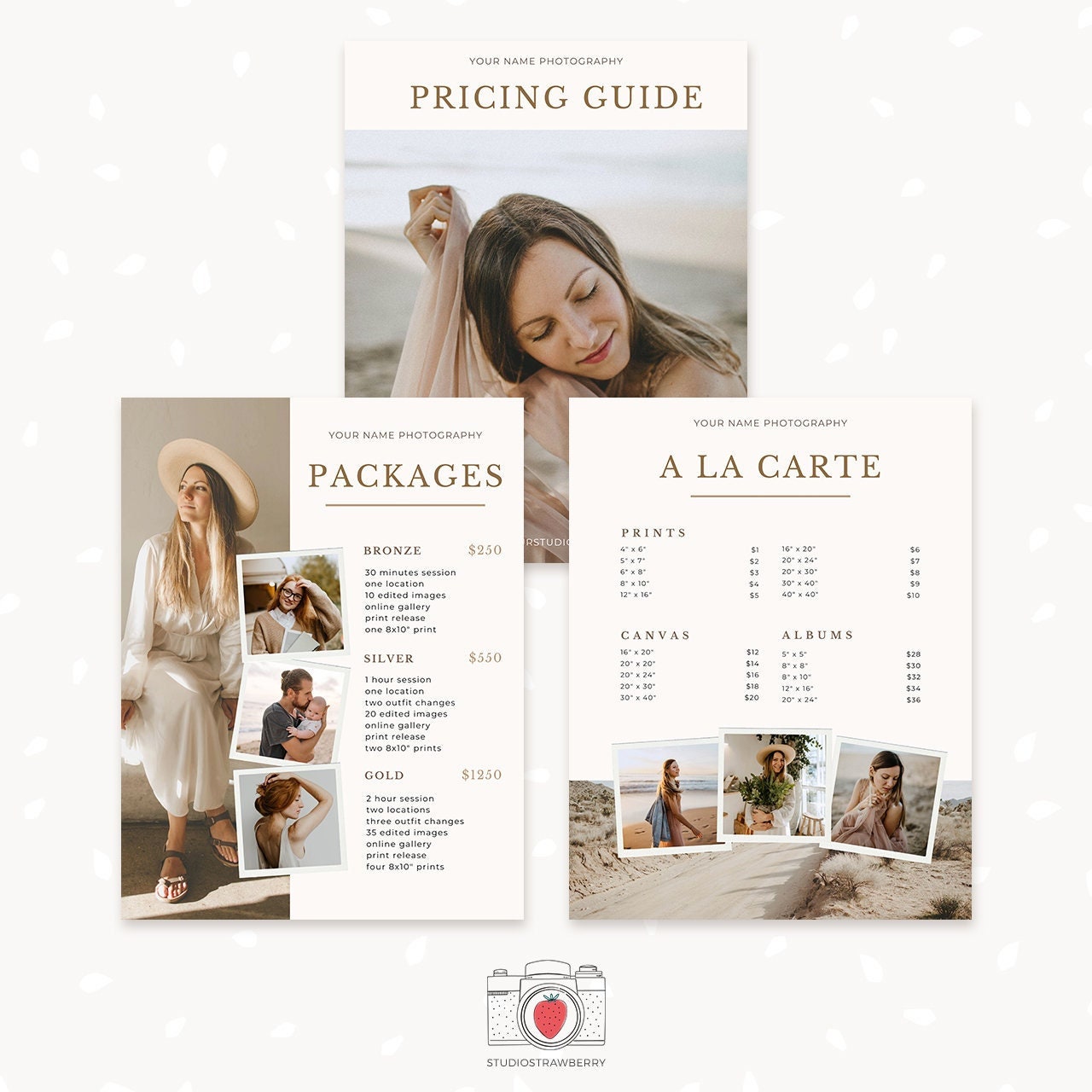 Pricing template for photographers, pricing guide photography template, price list template, photographer pricing package list, Canva, PS