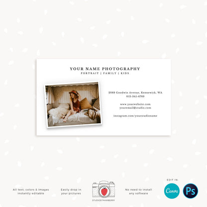 Photography Business Card Template, Photo Arch Business Card, Canva, Photoshop, Photo Business Cards, Social Contact, Photography Marketing