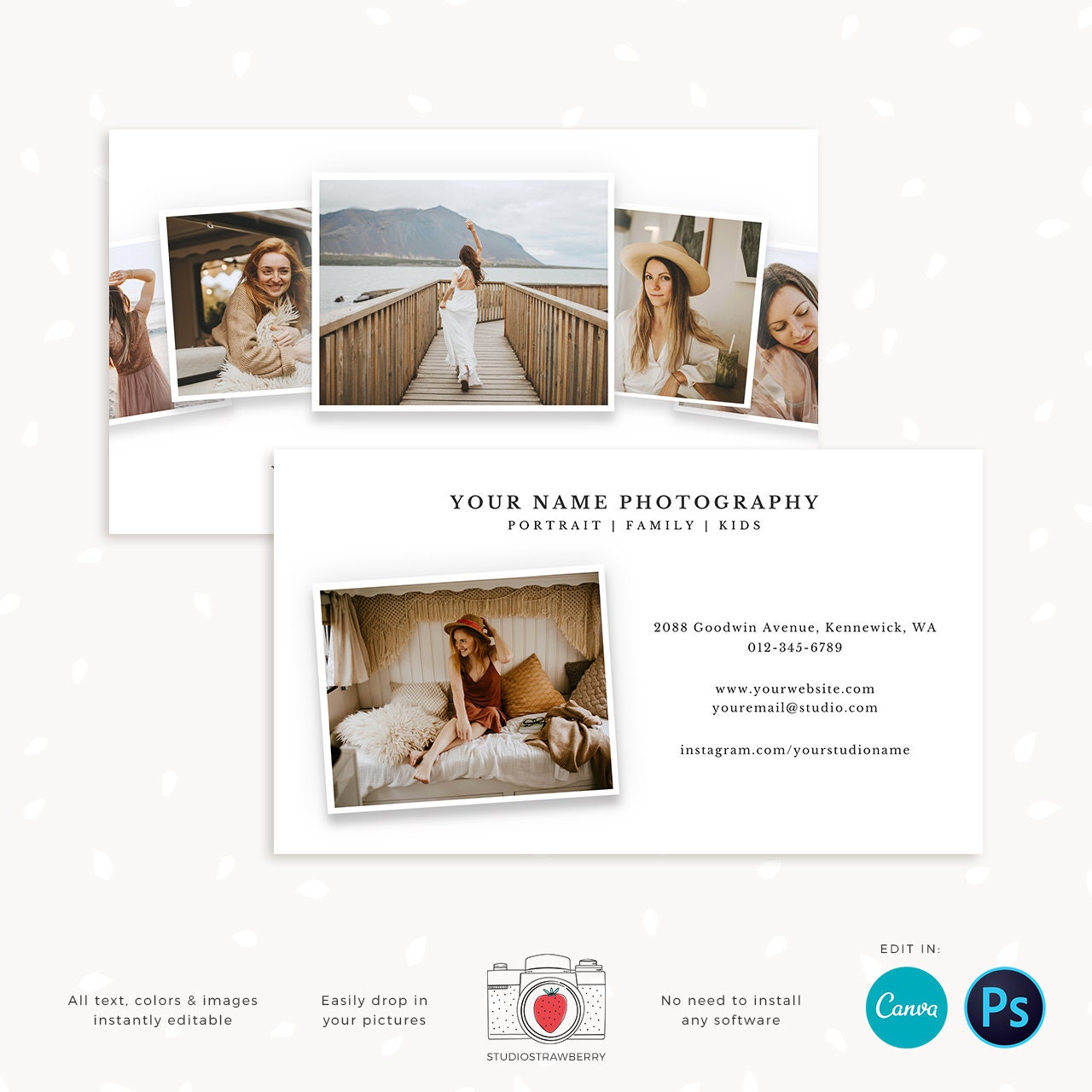 Photography Business Card Template, Photo Arch Business Card, Canva, Photoshop, Photo Business Cards, Social Contact, Photography Marketing