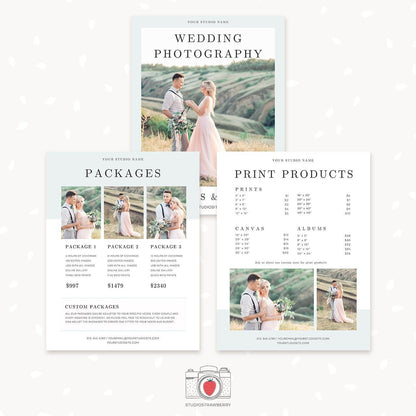 Pricing template for photographers, pricing guide wedding photography template, price list template, photographer pricing package list