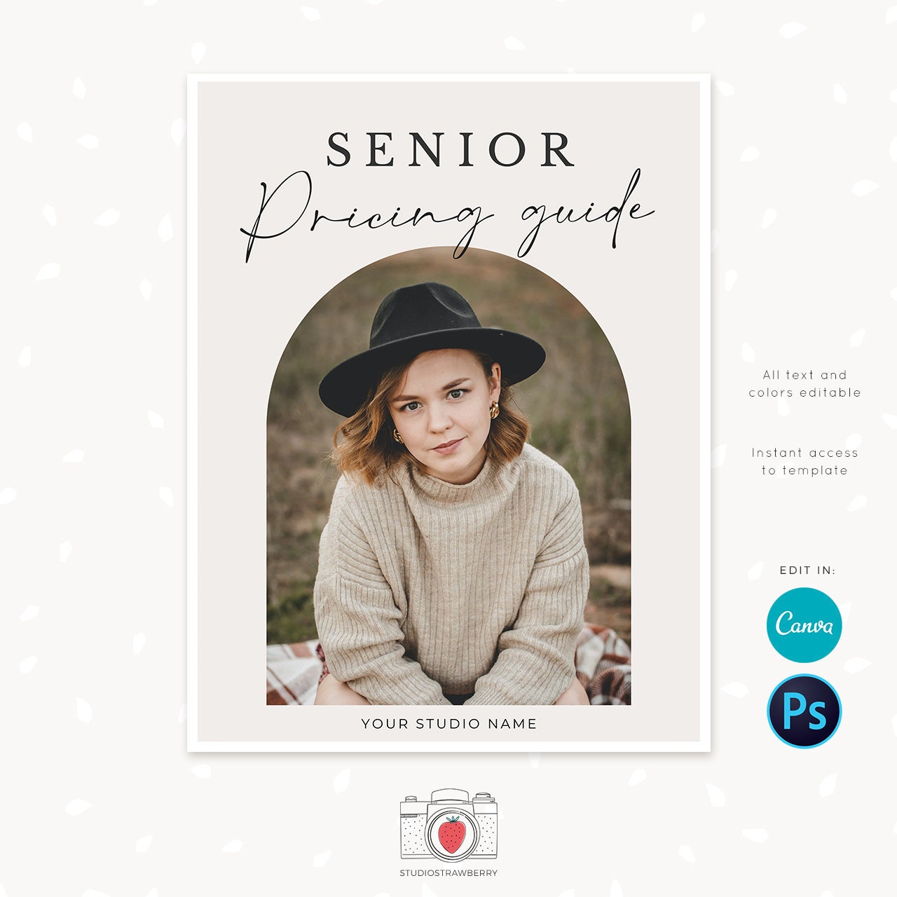 Senior Pricing guide template for photographers, Senior Graduate Photography Pricing List, Photographer Price List Template, Packages prints