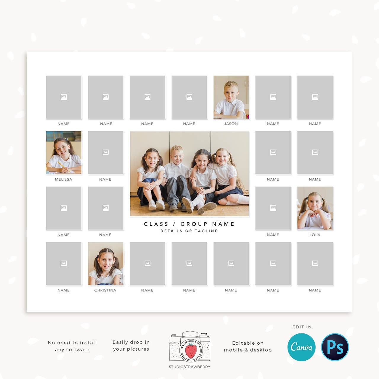 Composite template, 8x10 School Composite, photo composites, school photography template, Daycare Template, Group photo composite, portraits