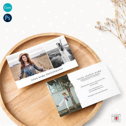 Photography Business Card Template, Torn Edges Business Card, Canva, Photoshop, Photo Business Cards, Social Contact, Photography Marketing
