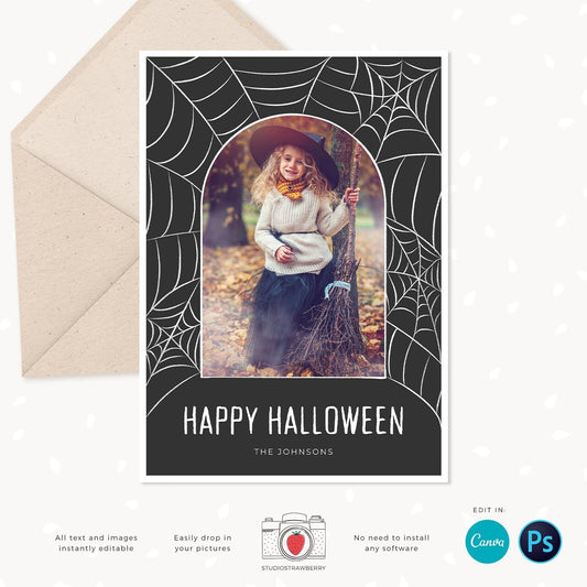 Halloween photo card template