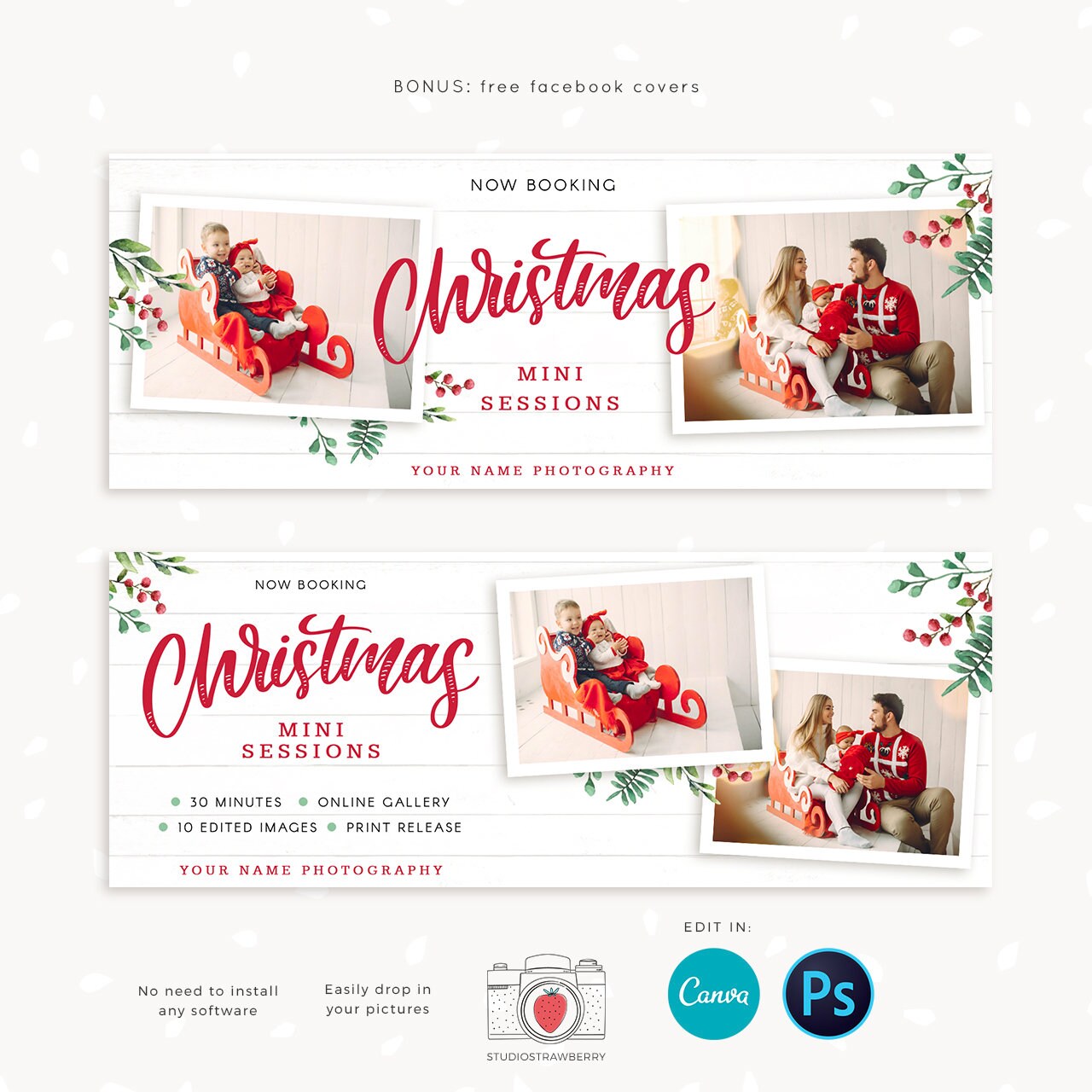 Christmas Mini Session Template, Christmas Minis template, Holiday Mini Session Template, Holiday Marketing Board, Christmas marketing board