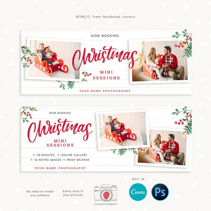 Christmas Mini Session Template, Christmas Minis template, Holiday Mini Session Template, Holiday Marketing Board, Christmas marketing board