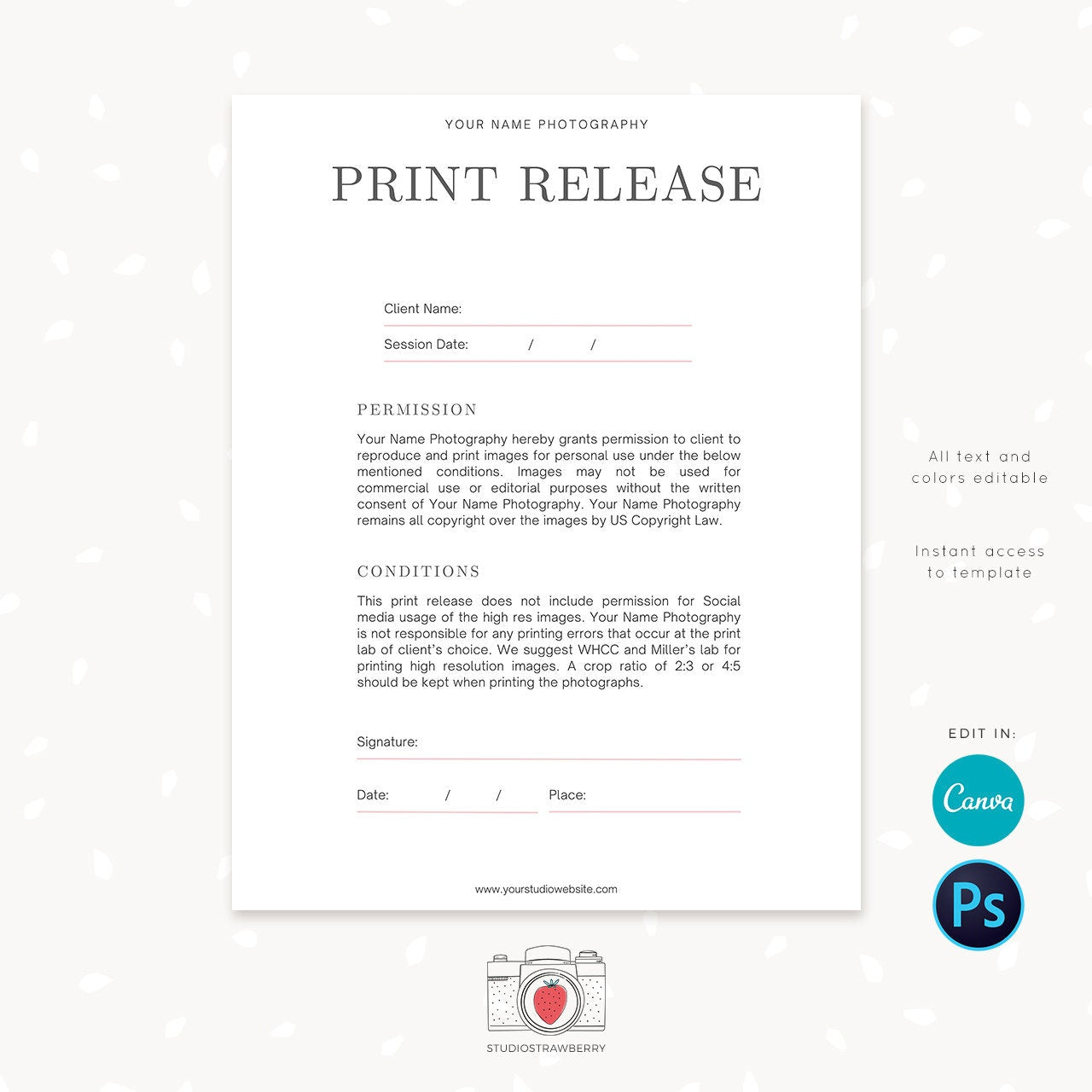 Photography Business Forms Bundle, Photography Forms Template Set, Canva, Photoshop, Photography contract bundle, Photographer forms, C05
