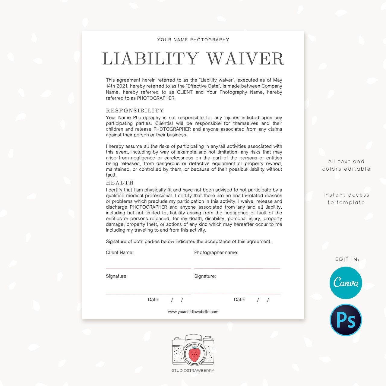 Photography Business Forms Bundle, Photography Forms Template Set, Canva, Photoshop, Photography contract bundle, Photographer forms, C05