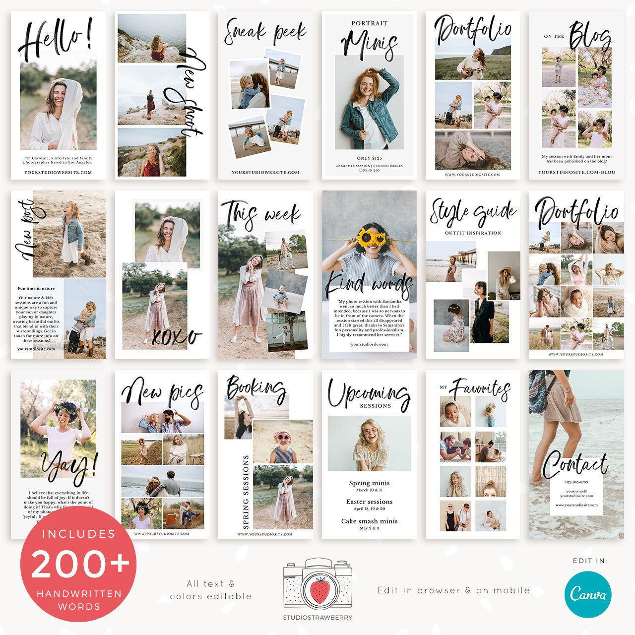 Photographer instagram story templates, Photography instagram template, Instagram story photographers, Canva instagram story template C06