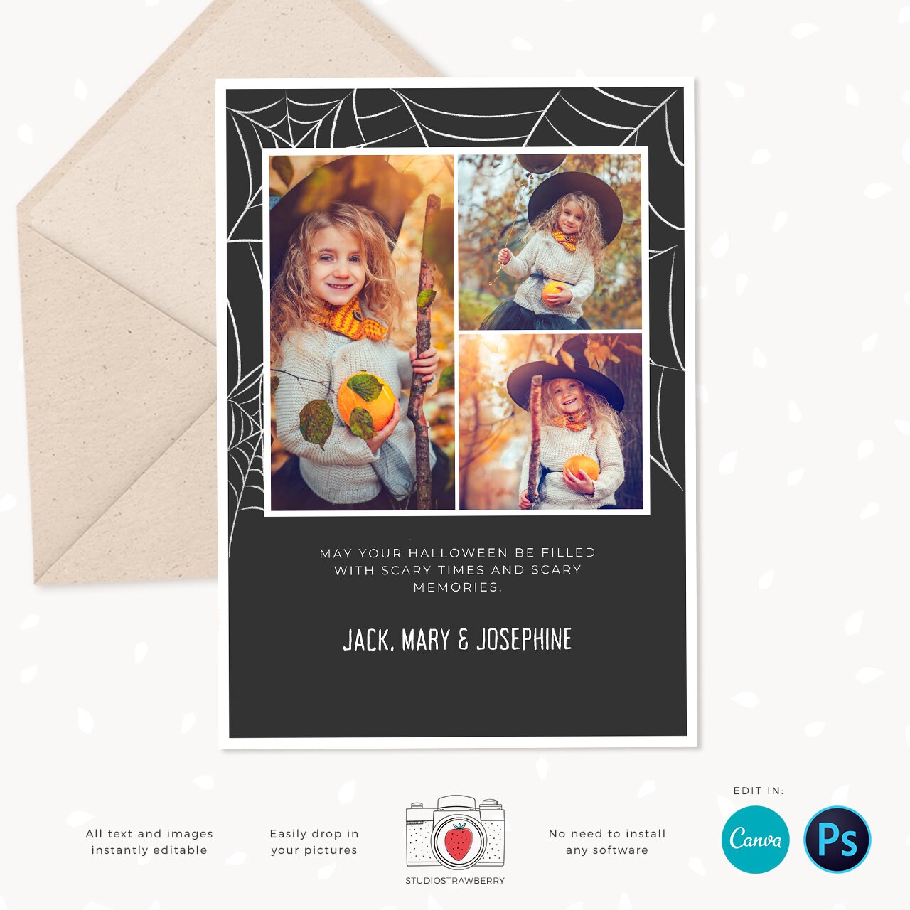 Halloween photo card template