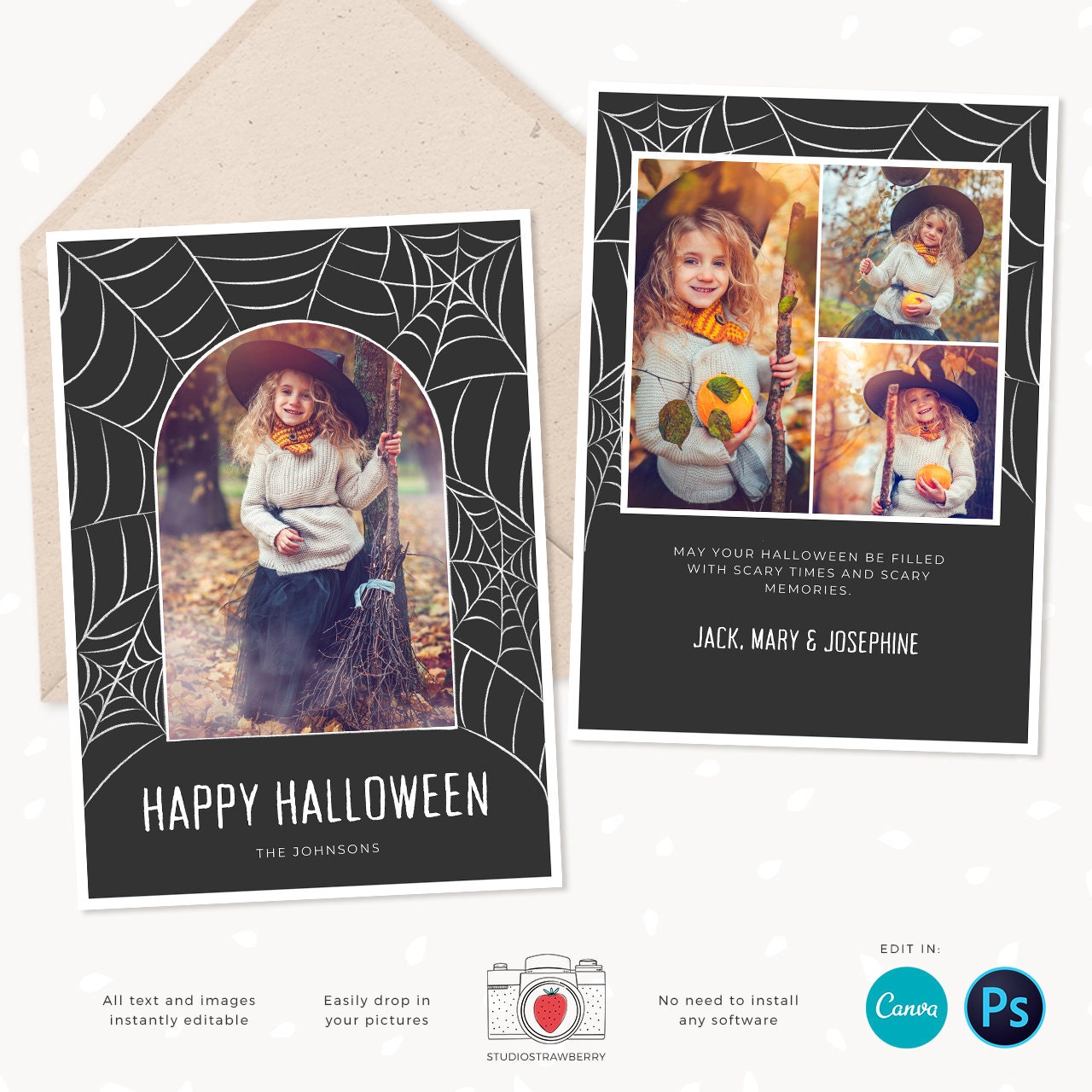 Halloween photo card template