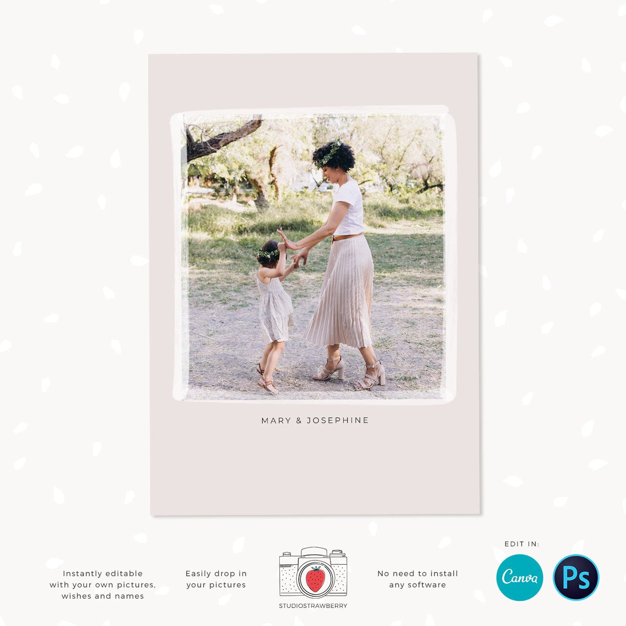 Christmas photo card template, Modern Christmas Card with Photo, Canva, Photo Holiday card, Christmas card with photo template, Merry