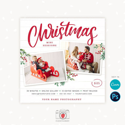 Christmas Mini Session Template, Christmas Minis template, Holiday Mini Session Template, Holiday Marketing Board, Christmas marketing board