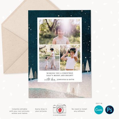 Christmas photo card template, Christmas Card with Photo, Canva, Photo Holiday card, Christmas card with photo template, Merry Christmas