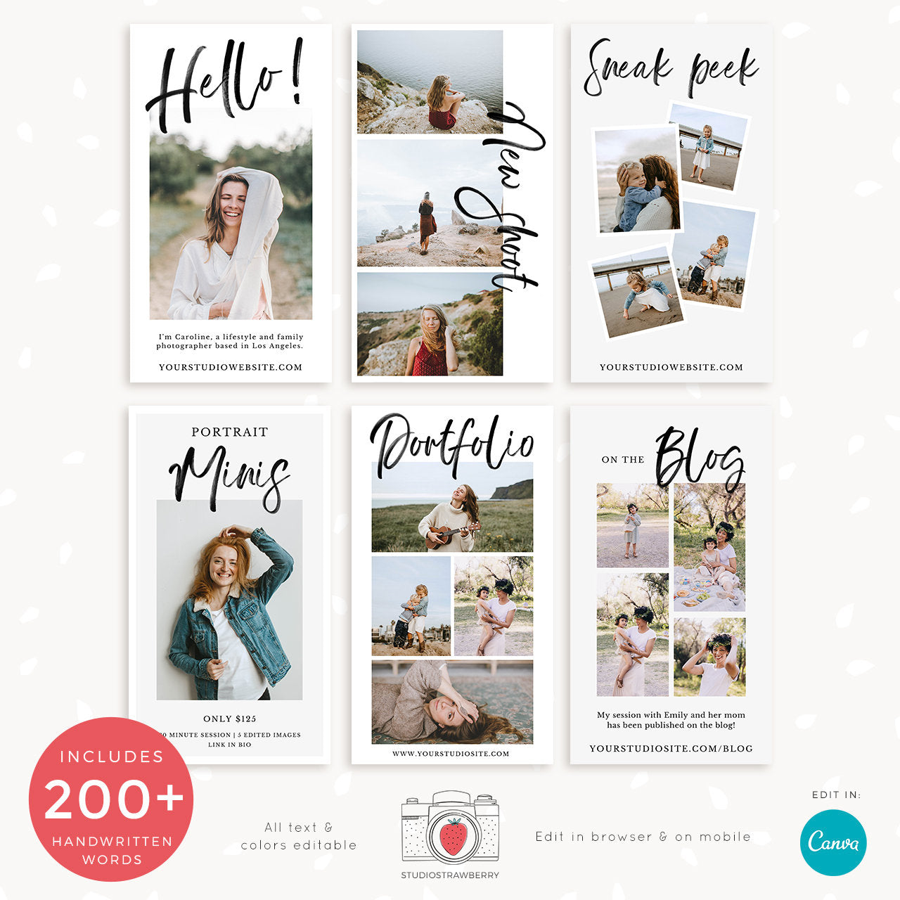 Photographer instagram story templates, Photography instagram template, Instagram story photographers, Canva instagram story template C06