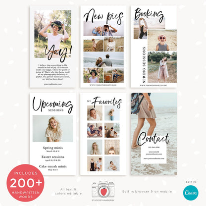 Photographer instagram story templates, Photography instagram template, Instagram story photographers, Canva instagram story template C06