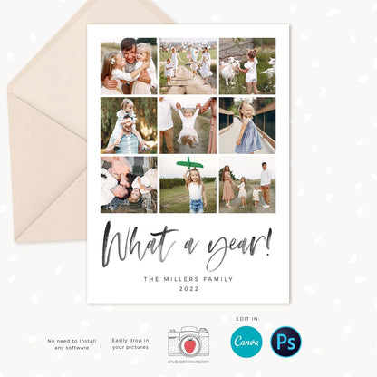 Year in review Christmas card template, Canva, 2022 collage, Year in review template collage, Year in review holiday card, 2022 Pictures