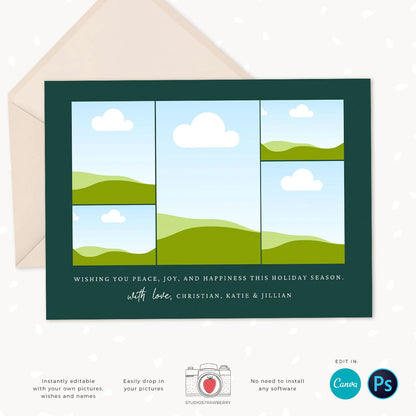Christmas photo card template, Minimalist Christmas Card with Photo, Canva, Photo Holiday card, Christmas card with photo template, Merry