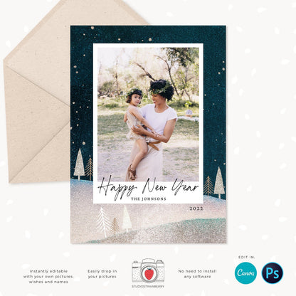 Christmas photo card template, Christmas Card with Photo, Canva, Photo Holiday card, Christmas card with photo template, Merry Christmas