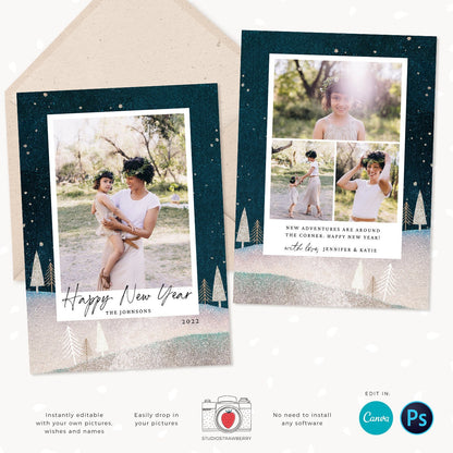 Christmas photo card template, Christmas Card with Photo, Canva, Photo Holiday card, Christmas card with photo template, Merry Christmas