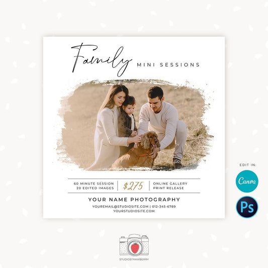 Family Mini Sessions Template, Canva, Photoshop, Family mini session template, Family minis, Parents kids photo sessions, Lifestyle pics